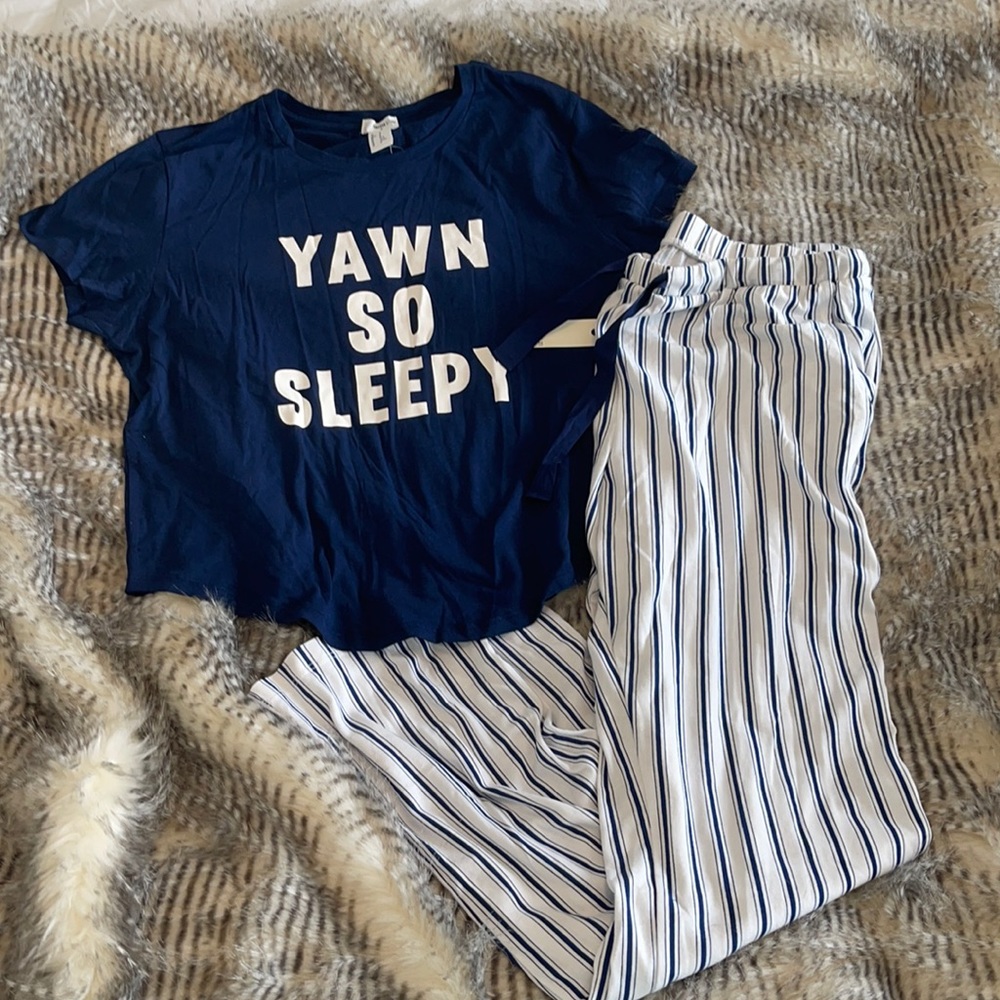 Forever 21 navy blue sleep pajama set